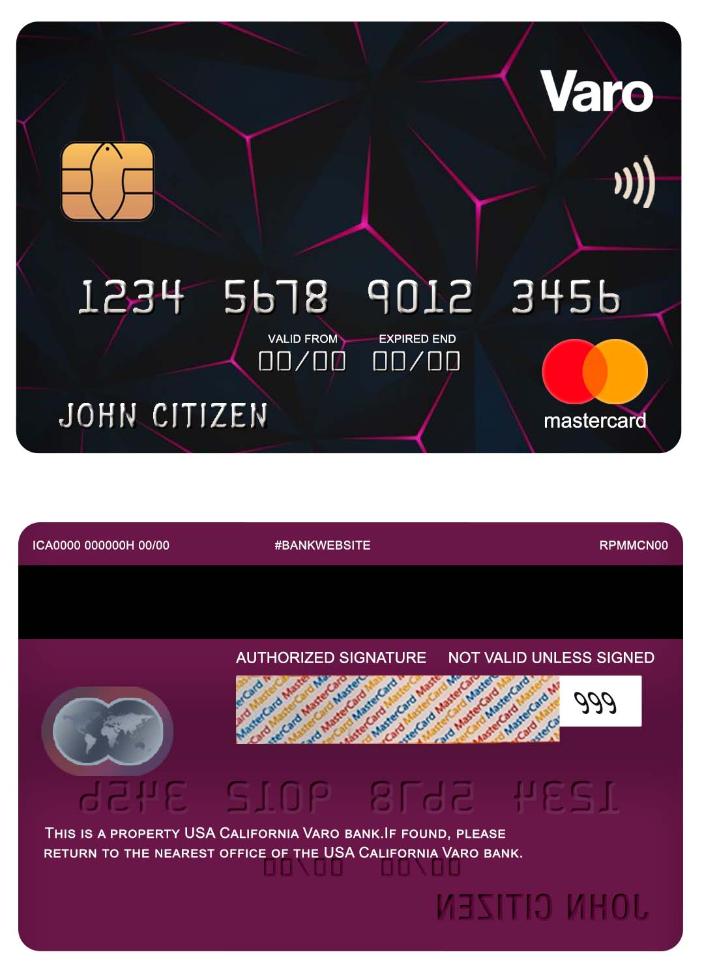 USA California Varo bank mastercard